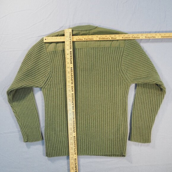 Orton Sweater Mens Large Green Lambswool Fisherman Pullover Thick Heavy - Picture 5 of 8